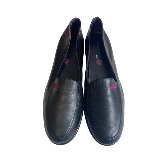 Keds Grasshopper Women's Red Hat Society Black Leather Loafers Embroidery Size 8 - Picture 2 of 8